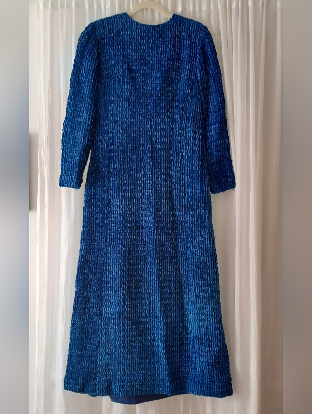 Vintage Blue Velor Maxi Dress